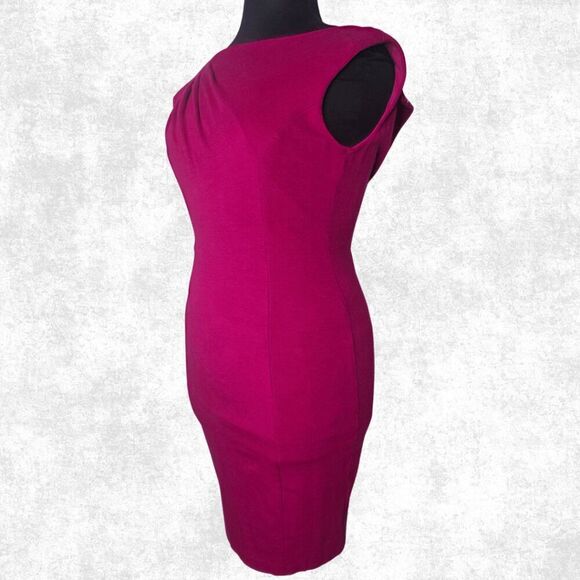 Cache Magenta Bodycon Sheath Dress Size 12 – Ruched Sleeveless Cocktail Party Dr - Picture 3 of 8